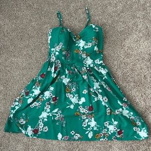 Green Band of Gypsies Floral Dress With Pockets